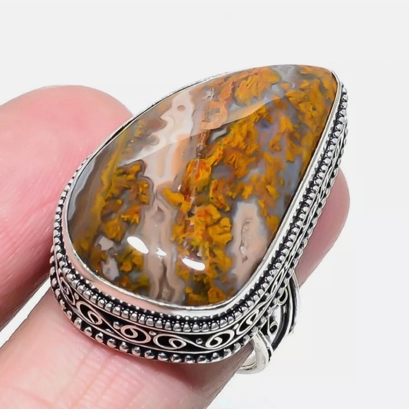 New Seam Agate 925 Silver Ring. - Picture 6 of 8
